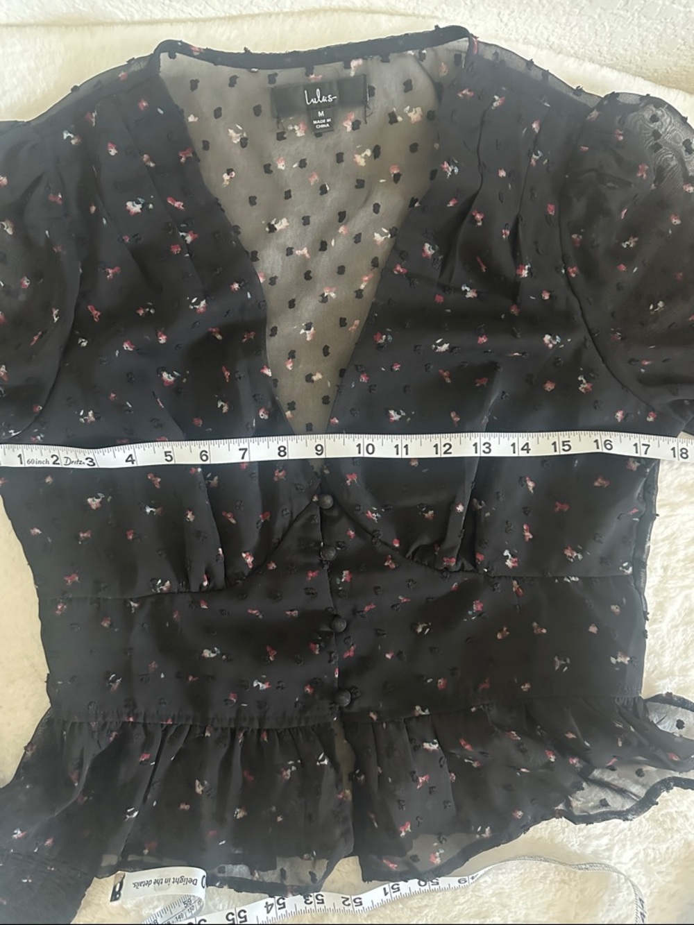 Lulus Best Mood Black Floral Print Long Sleeve Button-up Blouse - Size M - NWOT - Picture 10 of 12